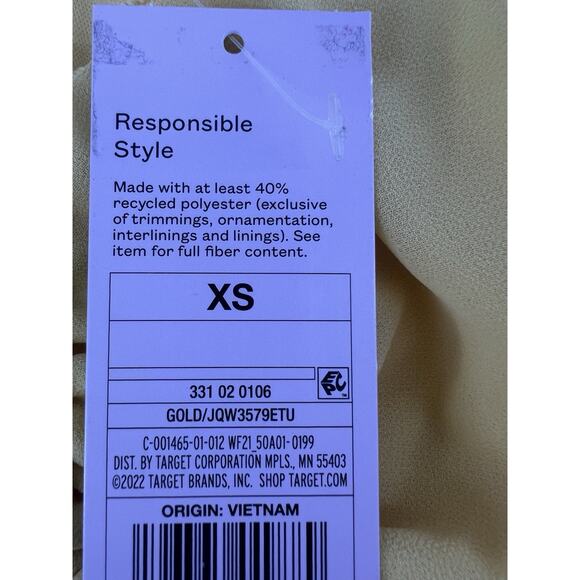 Wild Fable Short Sleeve Sheer Tie Down Shirt Womens Yellow Extra Small New - Picture 5 of 8